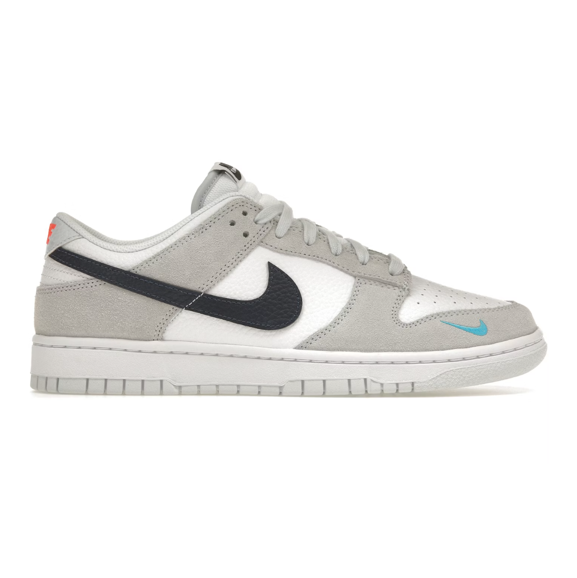 Nike Dunk Low White Grey Navy Aqua Mini Swoosh