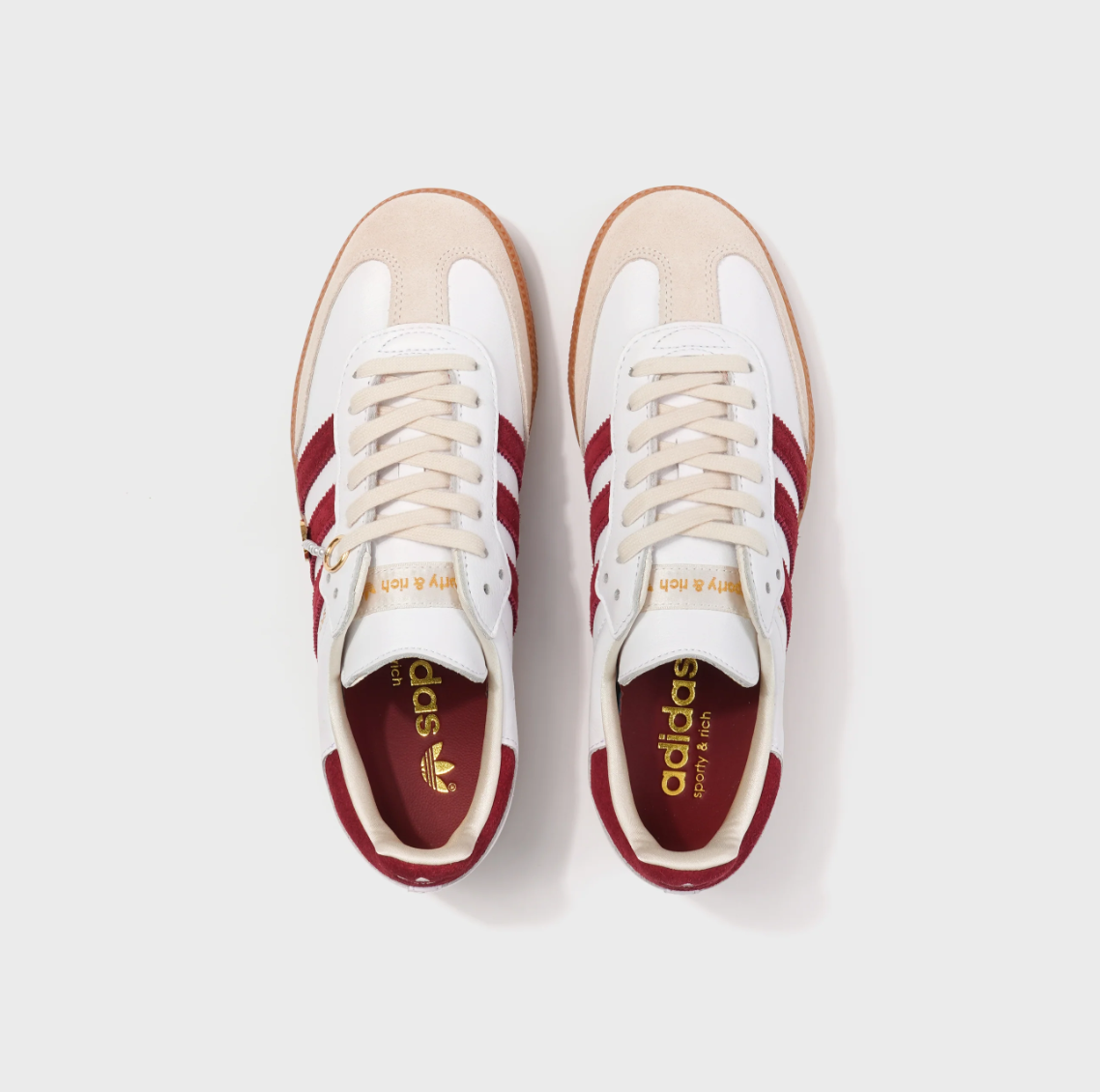 adidas Samba Sporty & Rich White Collegiate Burgundy – Frontalansicht | MW Sneakergoods